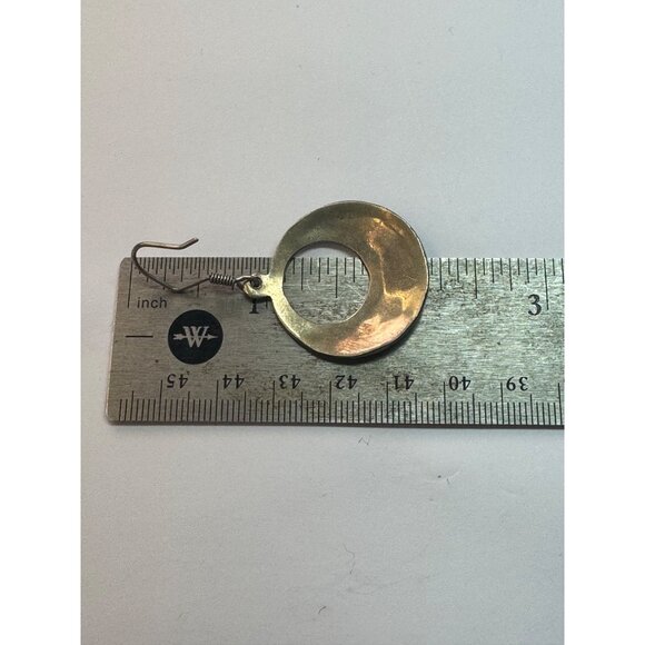 Vintage Sterling Silver 925 Mexico Abalone Inlay Dangle Hoop Earrings 9.7g - Picture 7 of 8